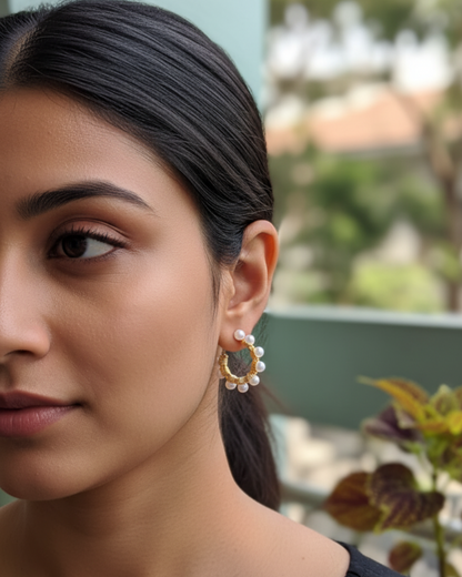 Pearl Hoops Earring