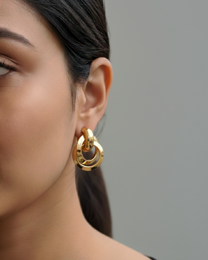 Geometric Gold-Plated Stud Earring