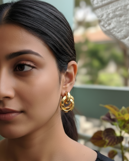 Geometric Gold-Plated Stud Earring