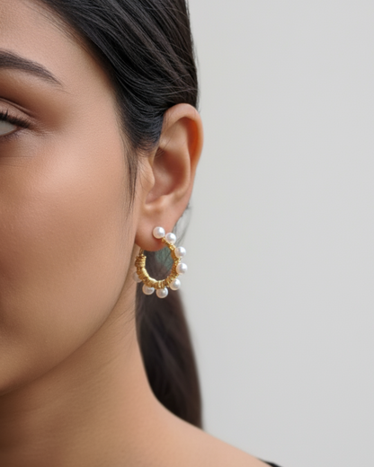 Pearl Hoops Earring