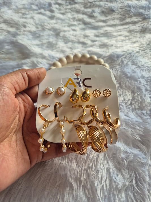 Multi-Style Hoop & Dangle Earring Set (9 Pairs)