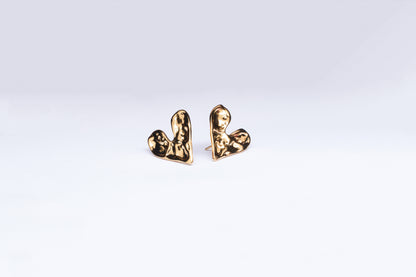 Gold Plated Heart Shaped Stud Earring