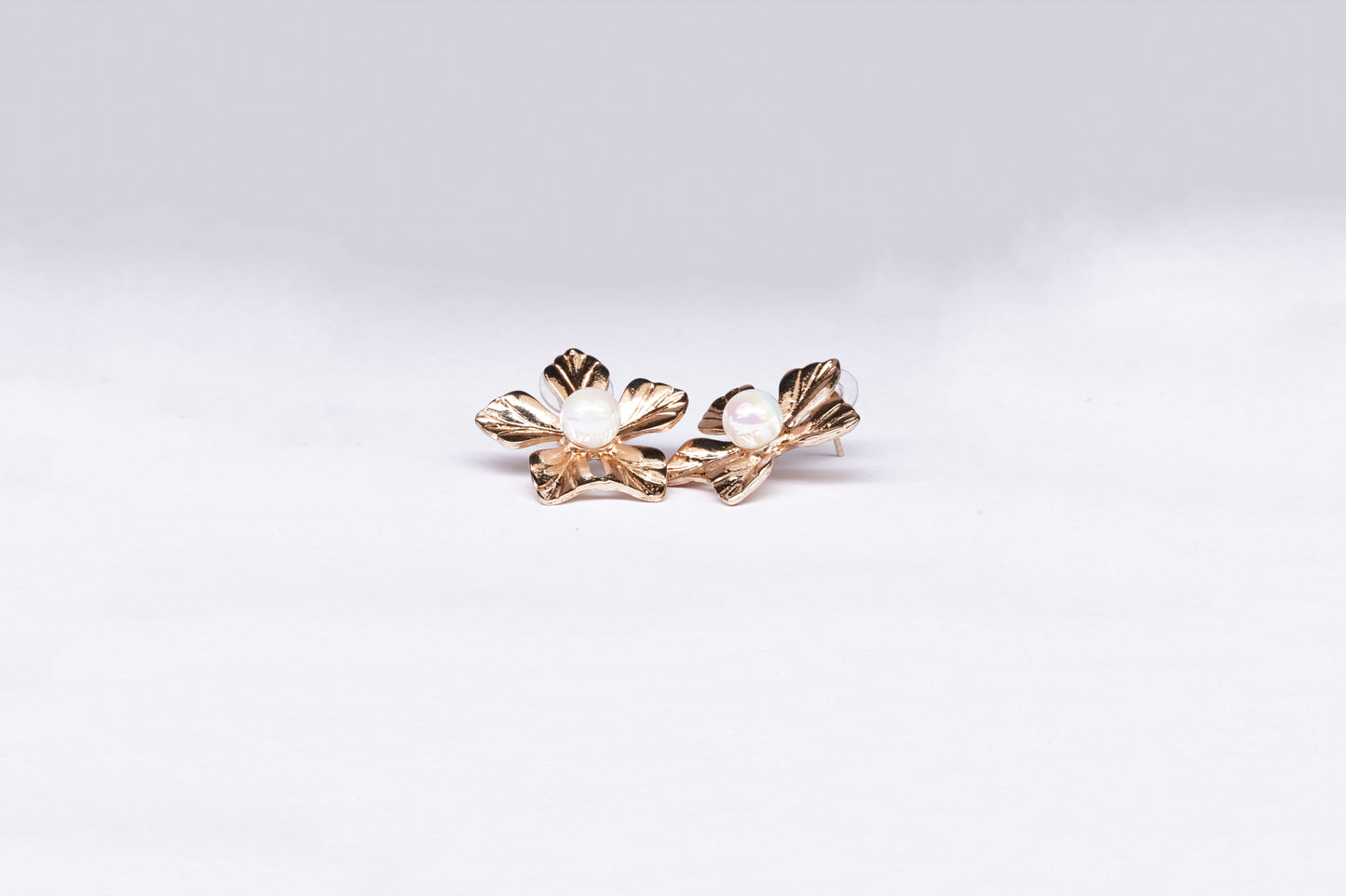 Five Petal Gold Plated Stud Earring