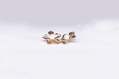 Five Petal Gold Plated Stud Earring