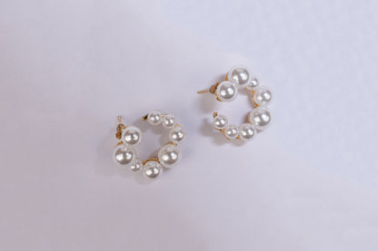Pearl Half Hoops