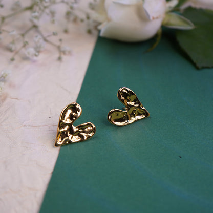 Gold Plated Heart Shaped Stud Earring