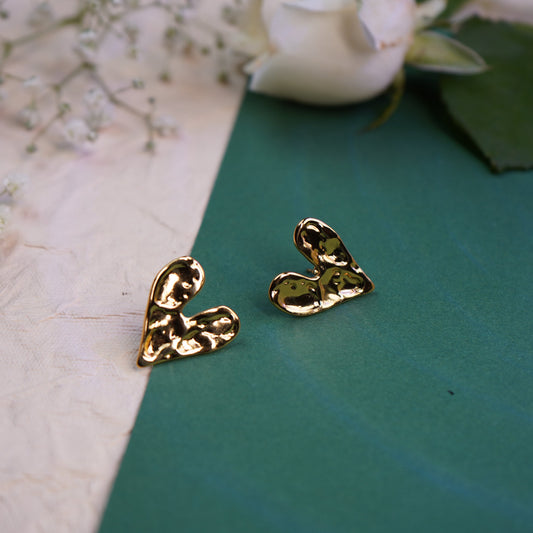 Gold Plated Heart Shaped Stud Earring