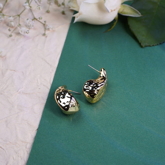 Textured Gold Nugget Stud Earring