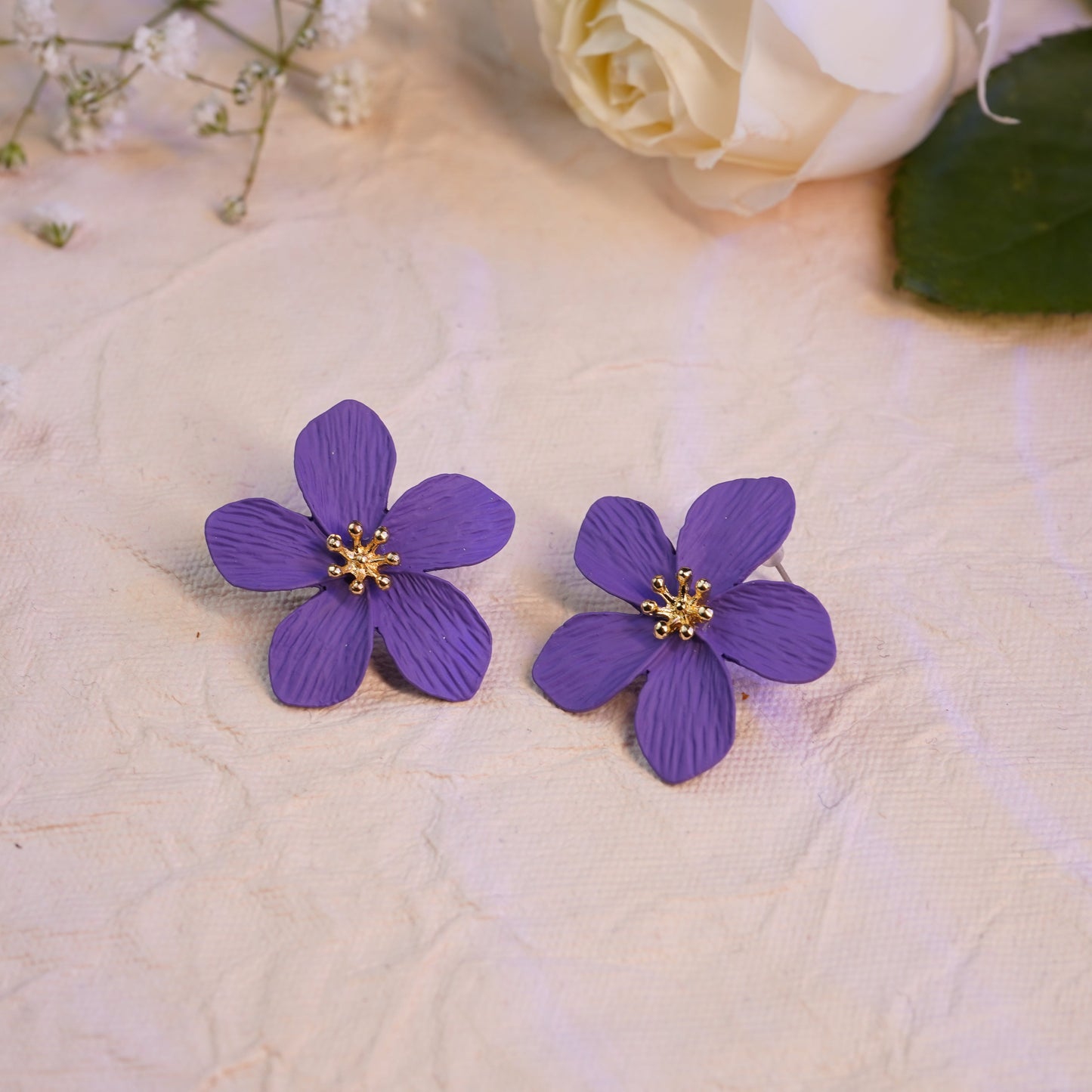 Purple Flower Stud Earring