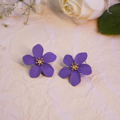 Purple Flower Stud Earring