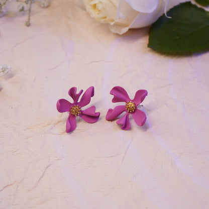 Pink Floral Stud Earring