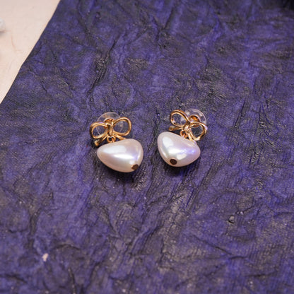 Bow Heart Drop Earring