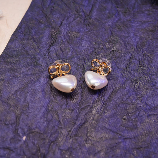 Bow Heart Drop Earring