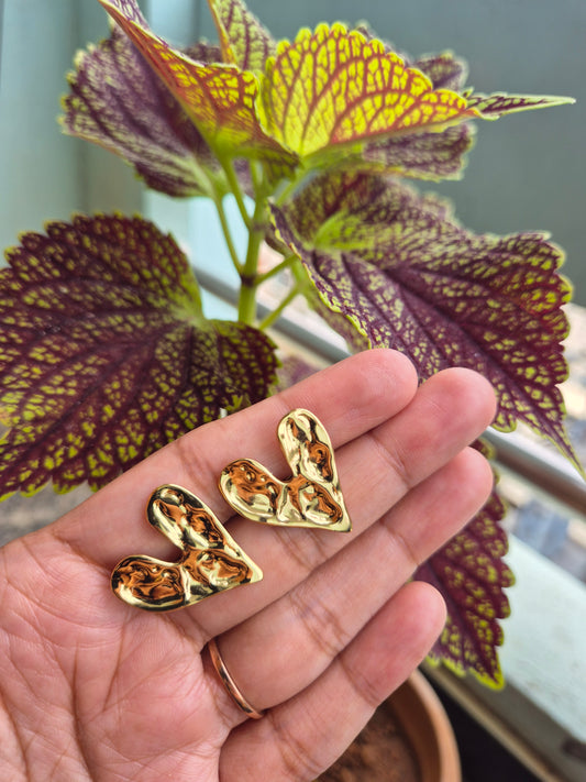 Gold Plated Heart Shaped Stud Earring