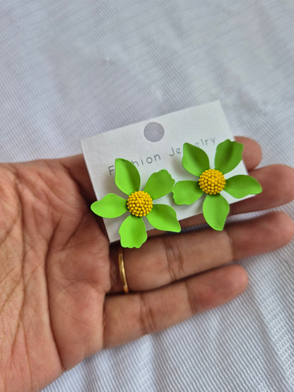Green Flower Stud Earring