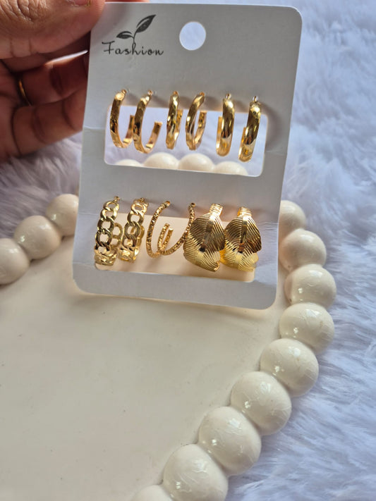 Multi-Style Hoop & Dangle Earring Set (6 Pairs)