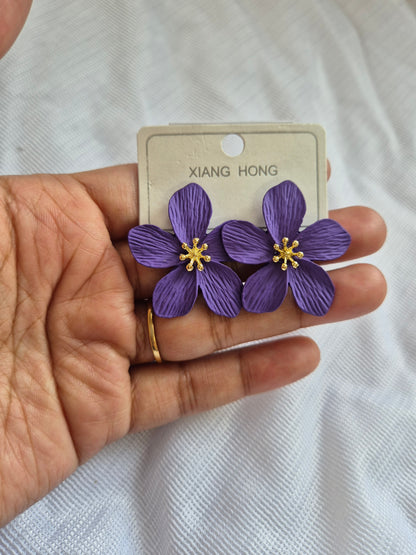 Purple Flower Stud Earring