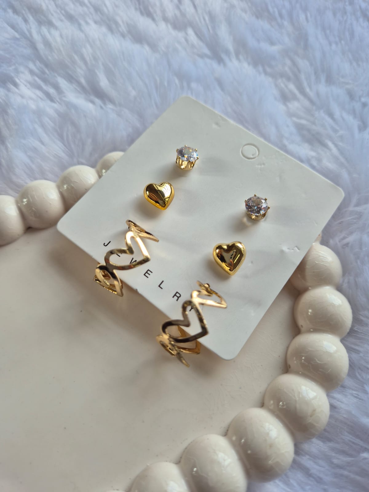 Romantic Hearts & Sparkle Earring Set (3 Pairs)