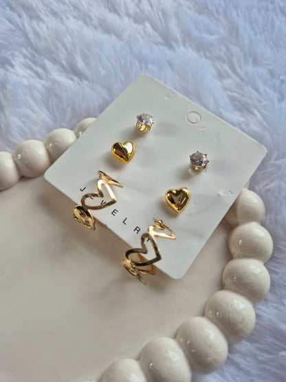 Romantic Hearts & Sparkle Earring Set (3 Pairs)