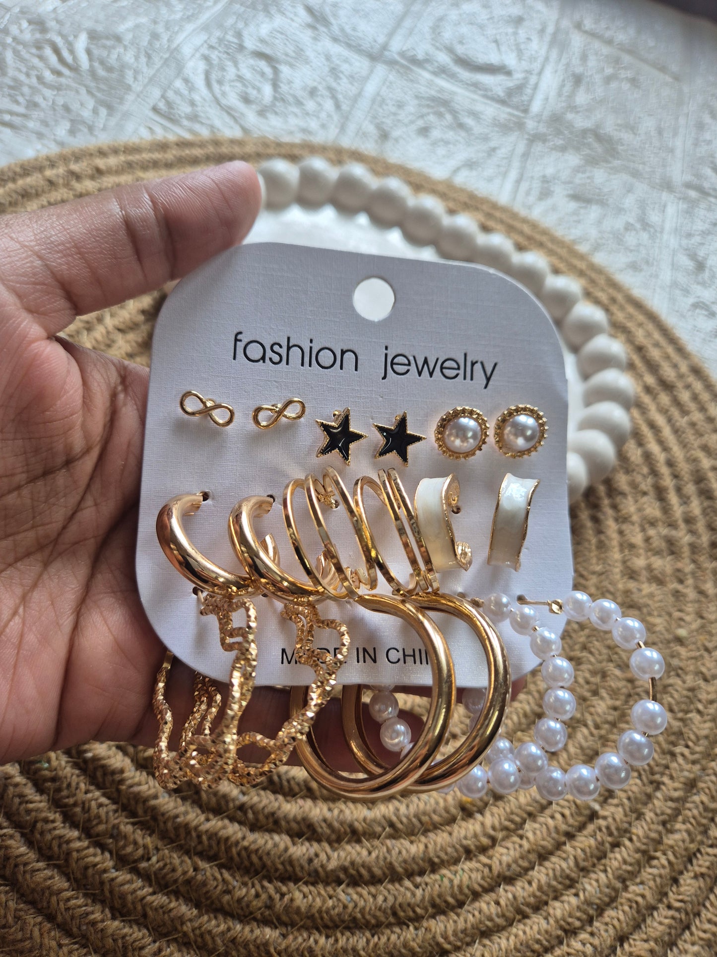Set of 9 Gold Plated Stud & Hoops Combo
