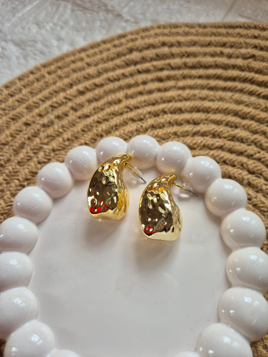 Textured Gold Nugget Stud Earring