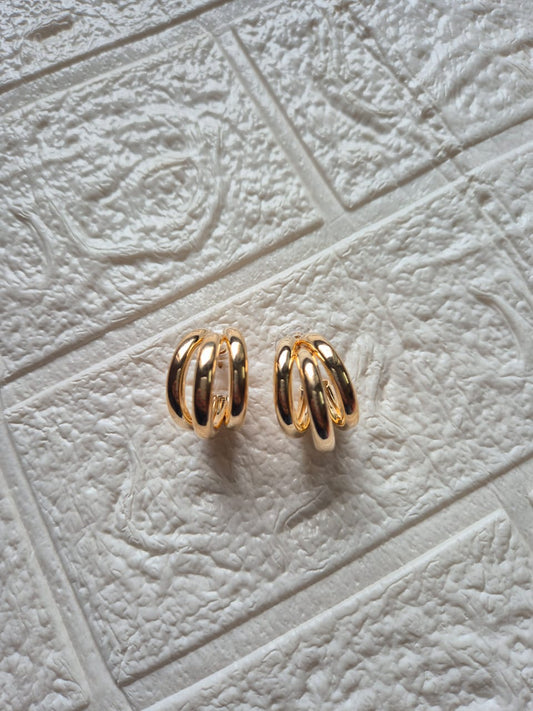 Triple Hoops C-Shaped Multilayer Earring