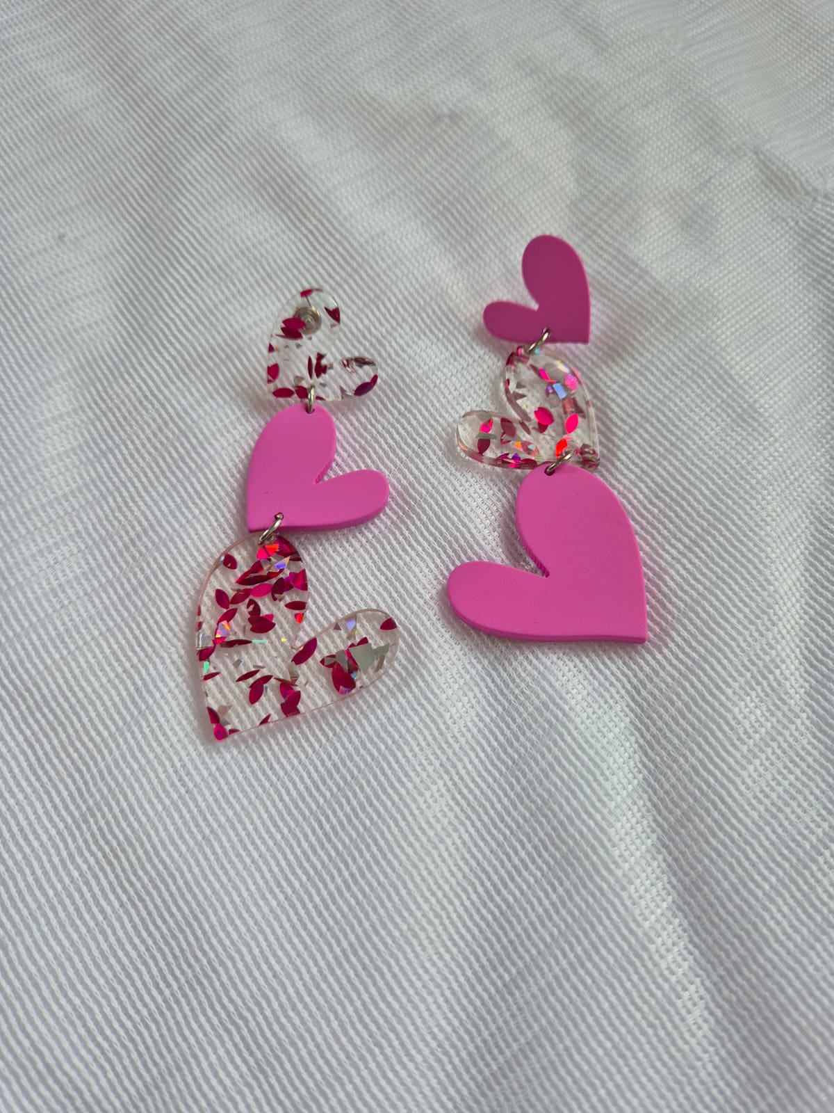 Acrylic Love Heart Dangle Earring