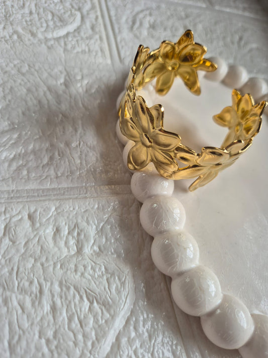 Luxe Golden Flower Cuff Bracelet
