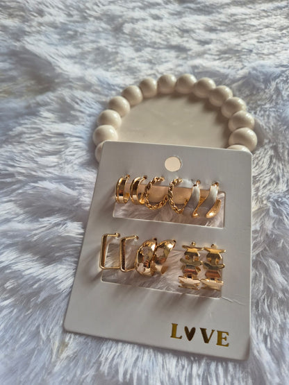 Multi-Style Hoop & Dangle Earring Set (6 Pairs)