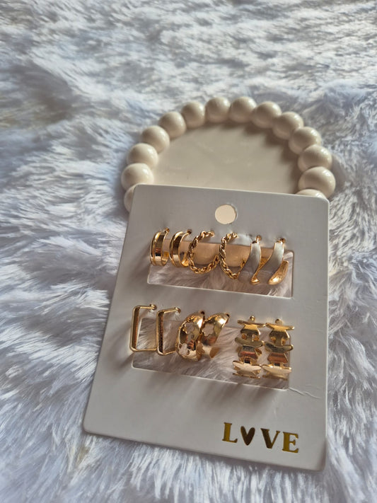 Multi-Style Hoop & Dangle Earring Set (6 Pairs)